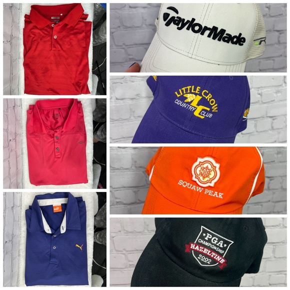 •⛳️🏌️3 Golf Shirts + 4 Golf Hats Adidas Puma Snake Eyes Taylor Made  Ahead PGA - Picture 1 of 16